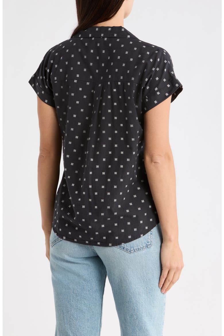 Clip Dot Cotton Blend Camp Shirt, Alternate, color, BLACK CLIPDOT