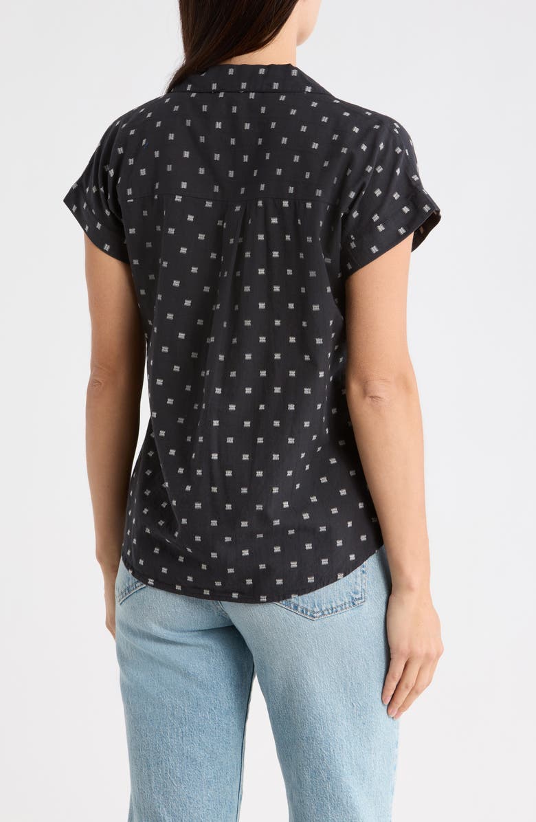 Lucky Brand Clip Dot Cotton Blend Camp Shirt, Alternate, color, Black Clipdot