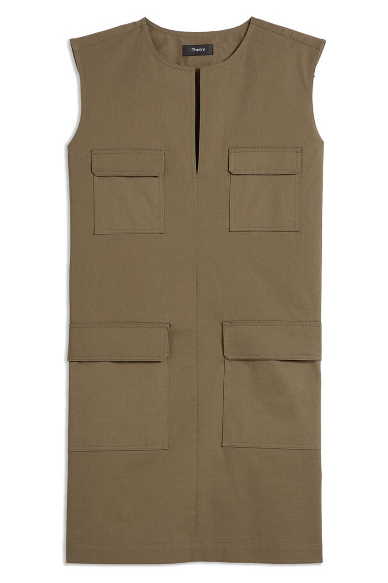 Utilitarian Sleeveless Stretch Cotton Dress, Alternate, color, CARGO - E8T
