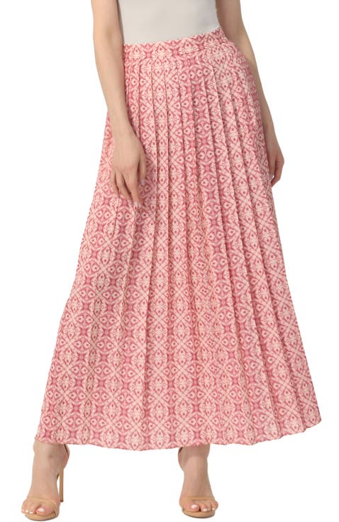Women's Print Box Pleat Maxi Skirt