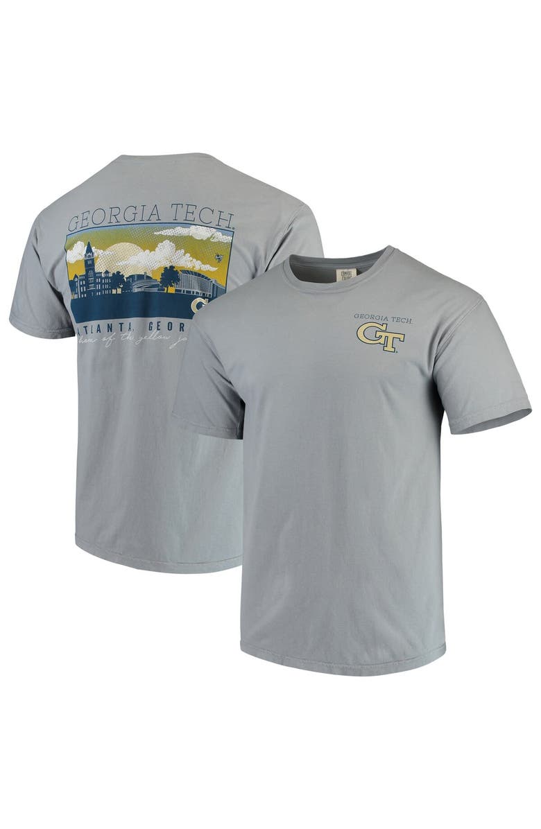 IMAGE ONE Men's Gray Georgia Tech Yellow Jackets Team Comfort Colors Campus Scenery T-Shirt, Main, color,