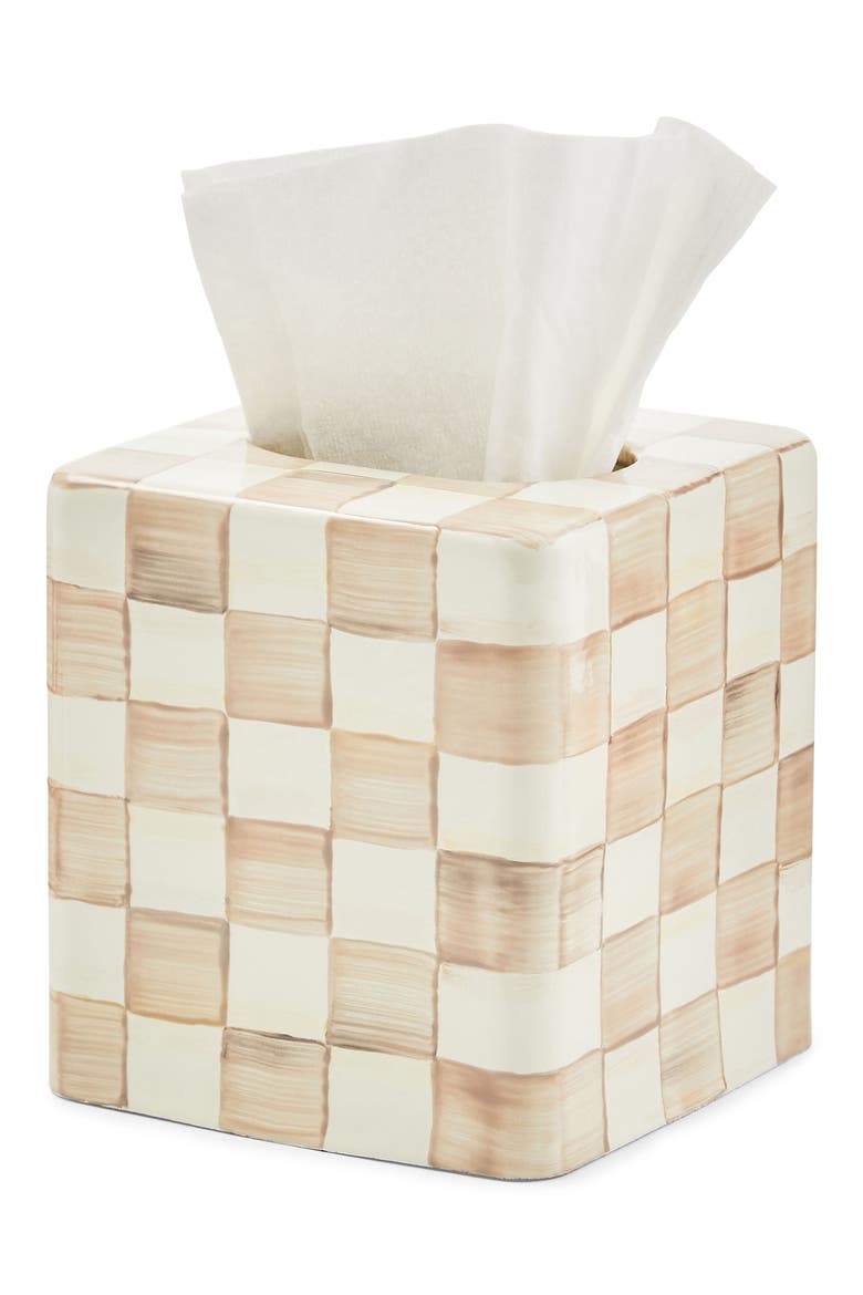 Mocha Check Boutique Tissue Box Cover, Alternate, color, MOCHA