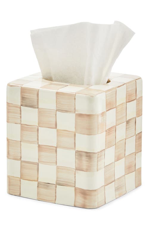 Mackenzie-childs Mackenzie Childs Mocha Check Boutique Tissue Box Cover In Brown