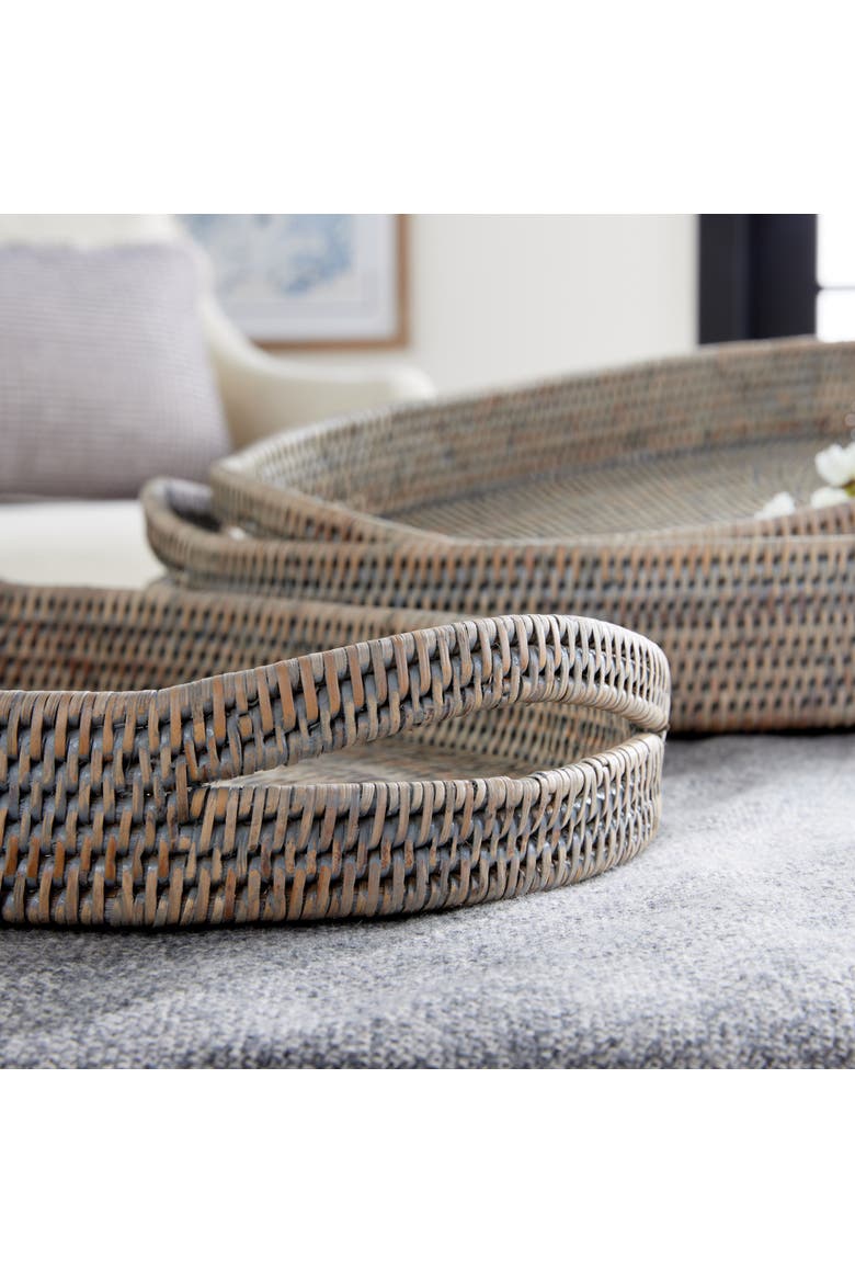 Burma Rattan Oval Serving Trays Set of 3, Alternate, color, Gray