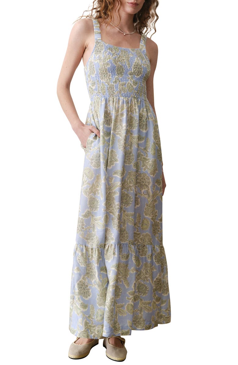 Marine Layer Selene Floral Maxi Dress, Main, color, Blue Floral
