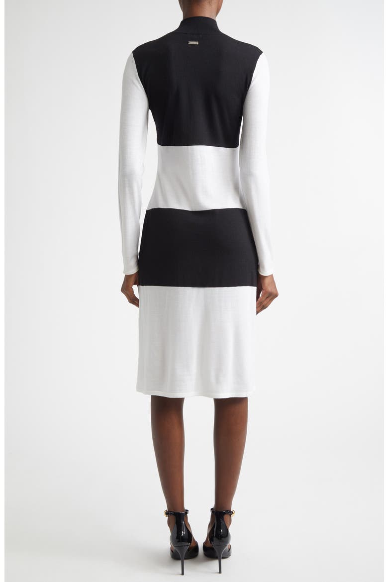 Colorblock Long Sleeve Virgin Wool Sweater Dress, Alternate, color, WHITE/ BLACK
