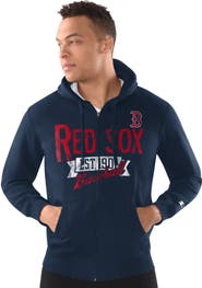STARTER Men's Starter  Navy Boston Red Sox Distressed Full-Zip Hooded Jacket