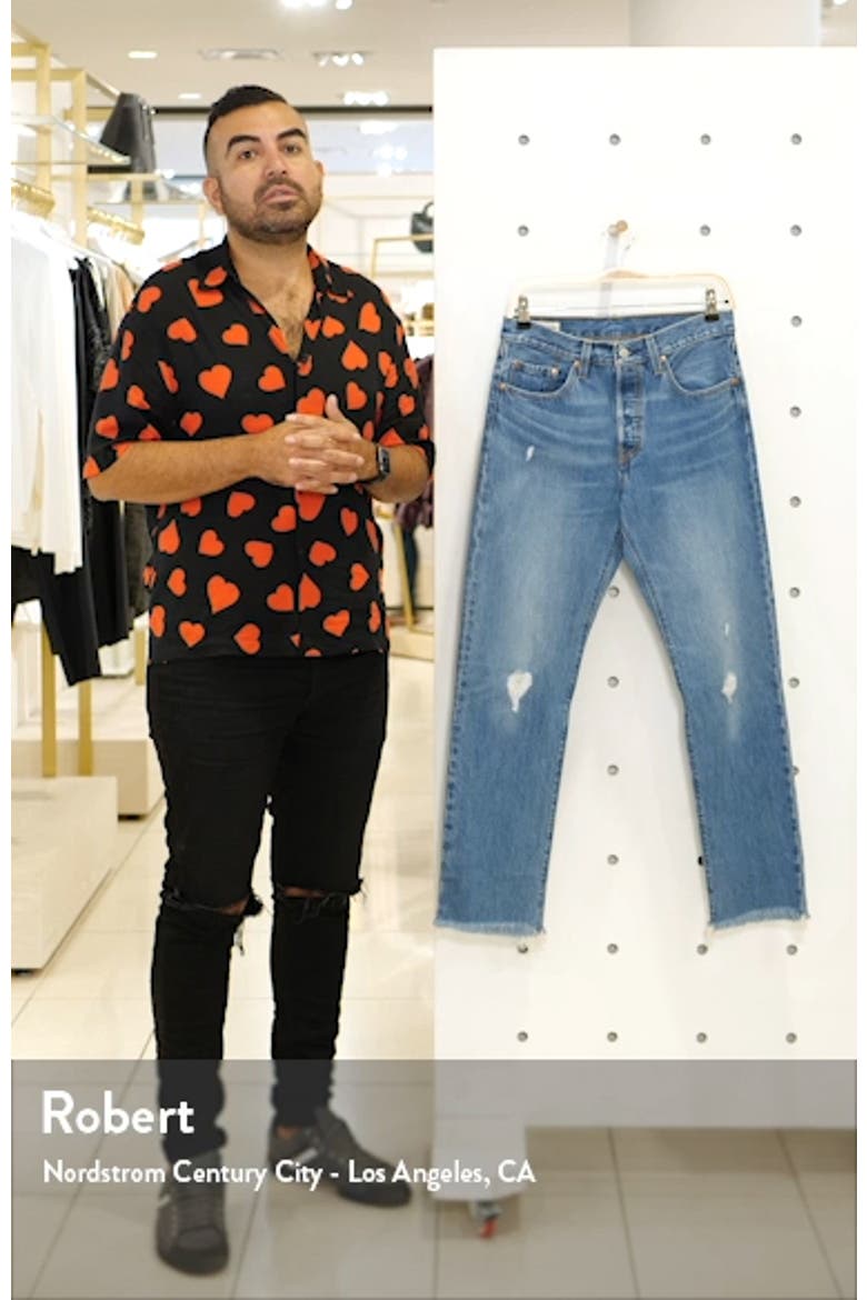 Levi's® 501® High Waist Ripped Fray Hem Skinny Jeans video