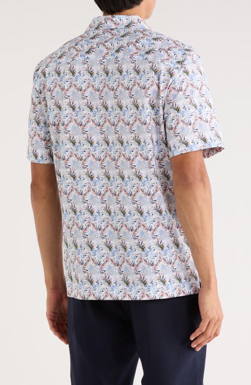 Bugatchi Cole Short Sleeve 8-way Stretch Ooohcotton® Camp Shirt In Blue