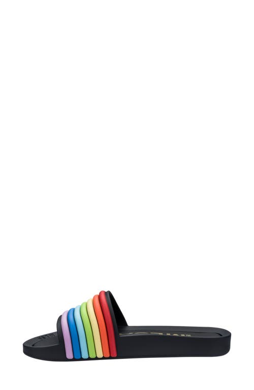 Melissa Beach Slide Sandal In Black Rainbow