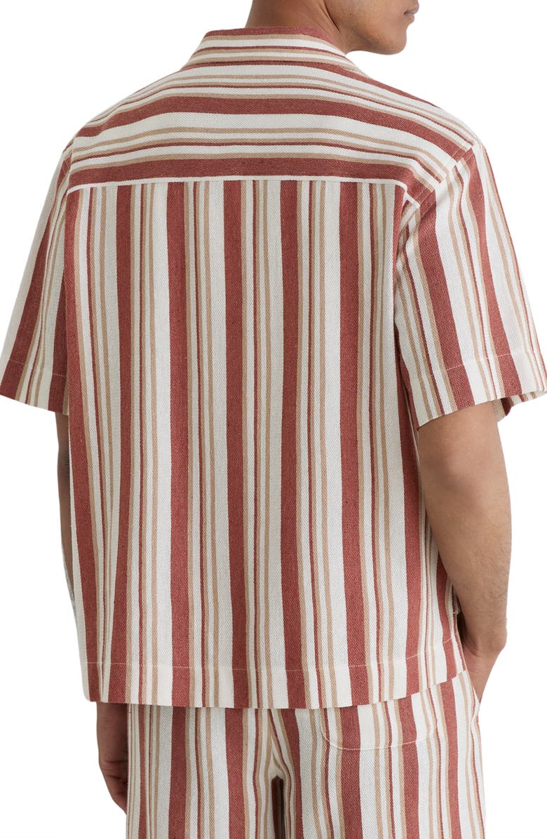 Reiss Celeste Stripe Camp Shirt, Alternate, color, Red/ Stone