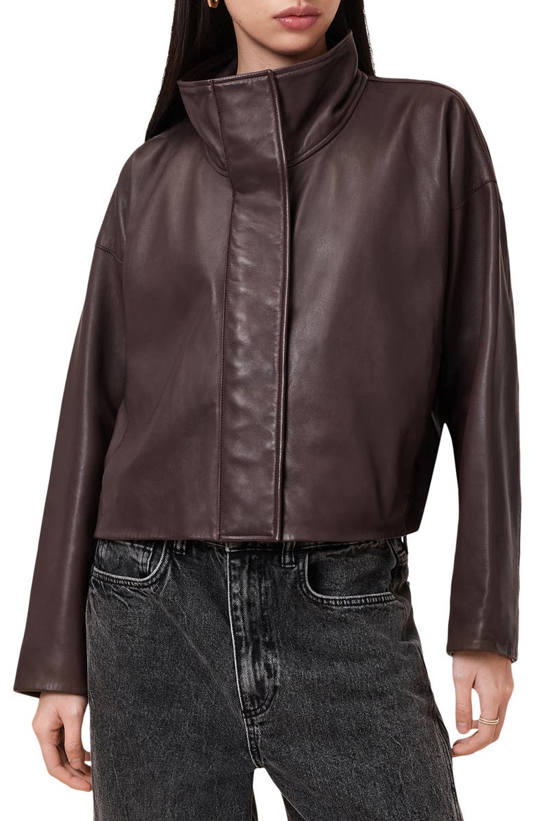 AllSaints Ryder Leather Jacket, Main, color, Oxblood Red