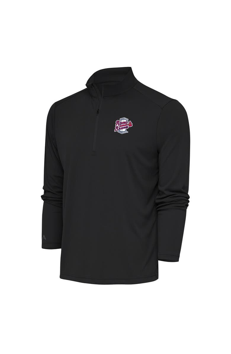 ANTIGUA Men's Antigua Charcoal Rome Braves Tribute Quarter-Zip Pullover Top, Alternate, color,