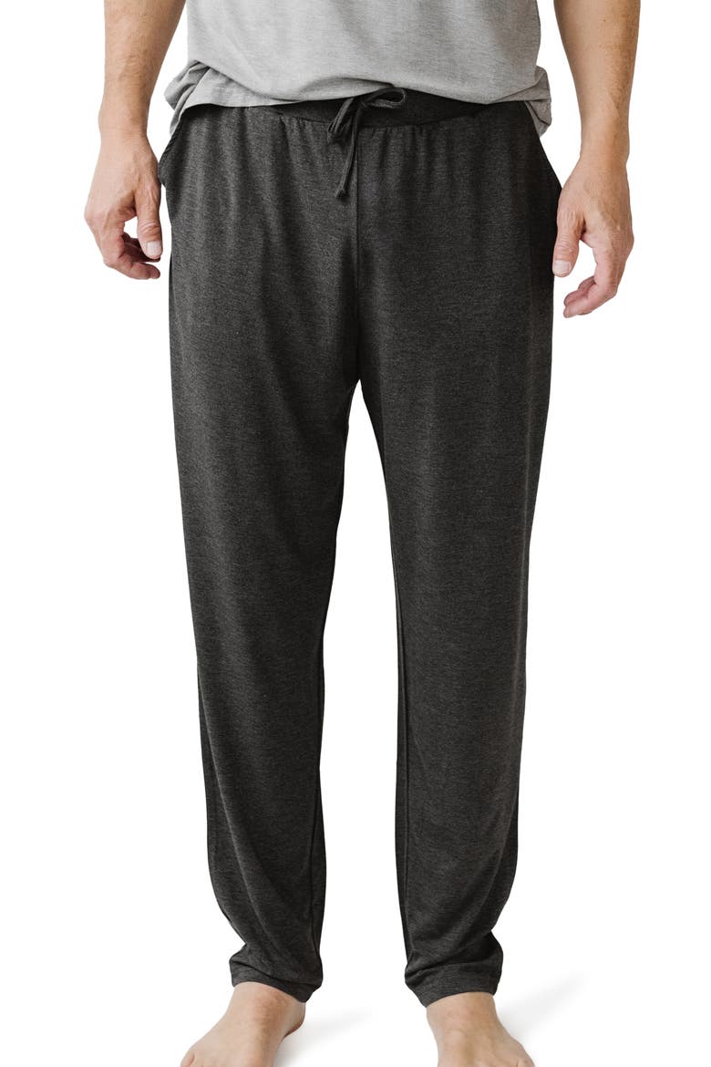 Tie Waist Stretch Knit Pajama Pants, Main, color, CHARCOAL