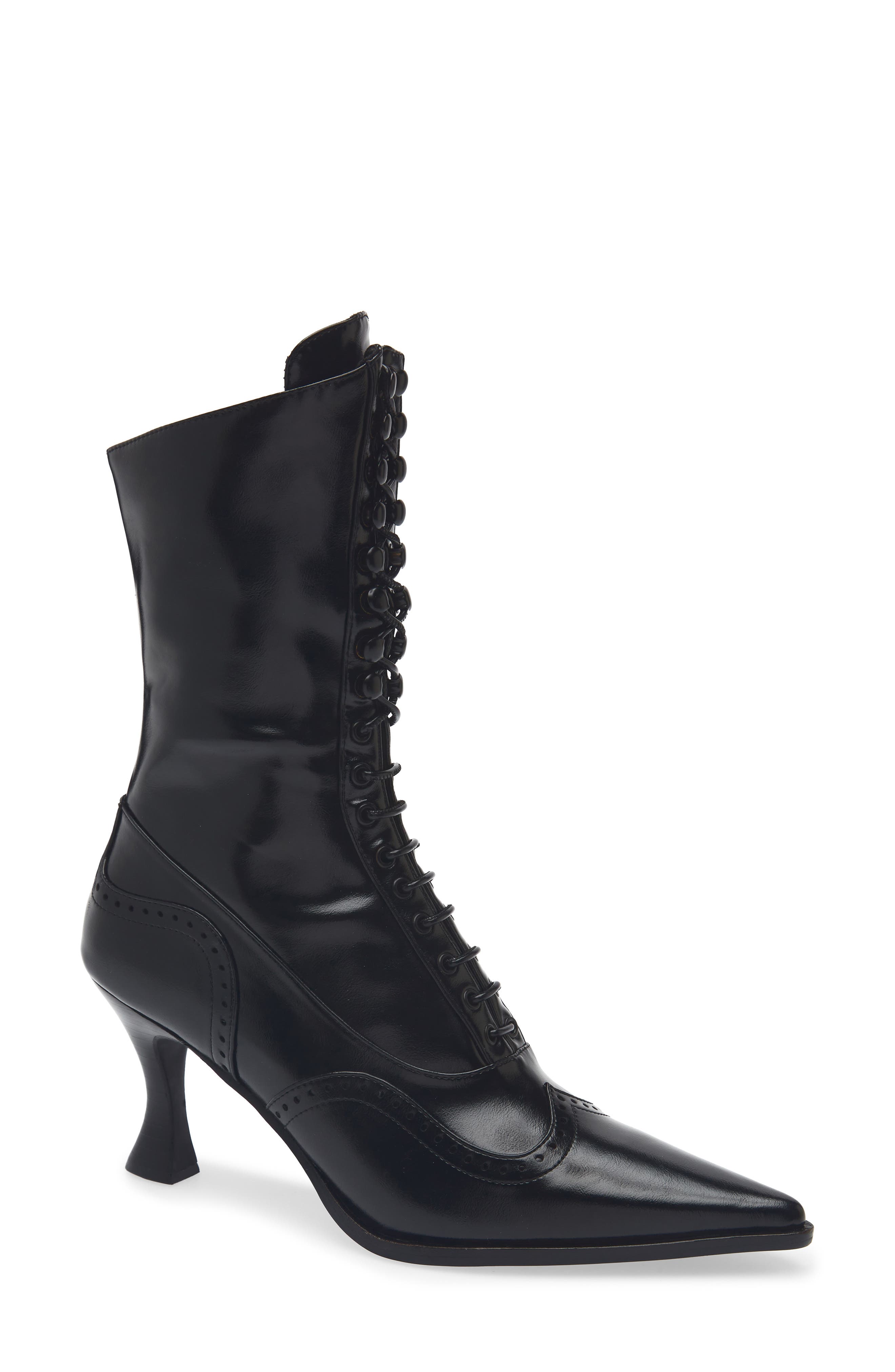 Jeffrey Campbell Pollitt Pointed Toe Lace-up Wingtip Boot, Main, color, Black