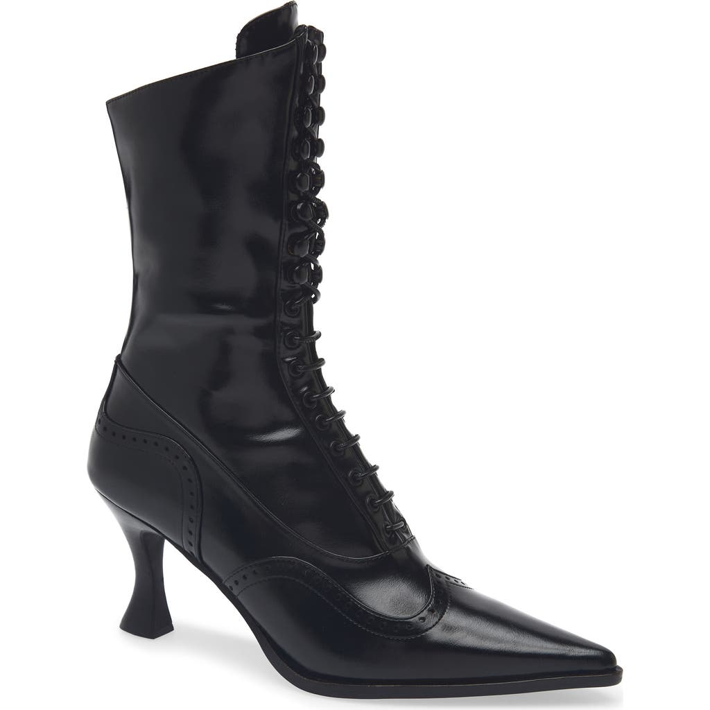 Jeffrey Campbell Pollitt Pointed Toe Lace-up Wingtip Boot In Black