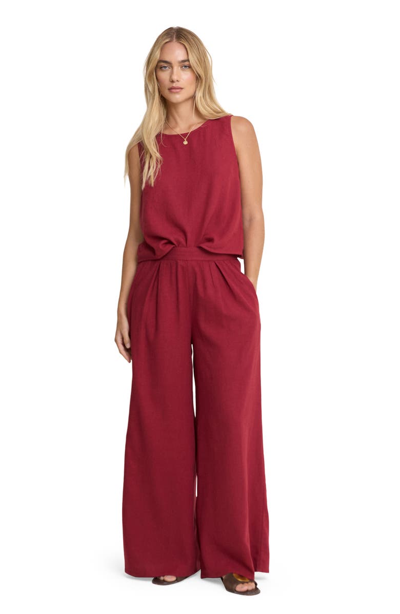 Nobody's Child Jerrow Linen Blend Wide Leg Pants, Alternate, color, Red