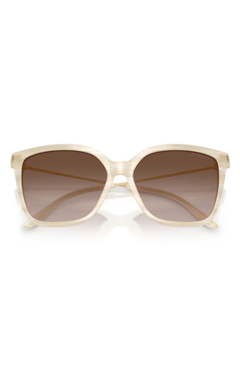 Ralph Lauren The Jacquie 57mm Gradient Irregular Sunglasses, Alternate, color, Cream Horn / Gradient Brown