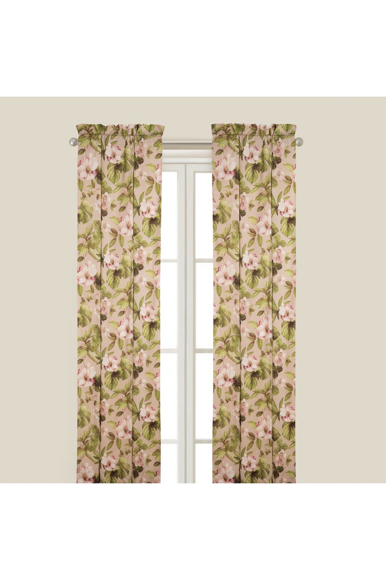 Juliette Floral Cotton Window Curtain Drapery Single Panel, Main, color, Green