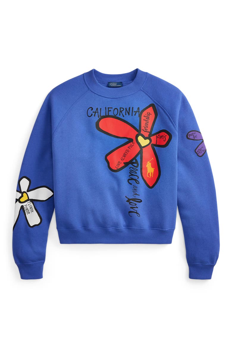 Floral Graphic Sweatshirt, Alternate, color, INDIGO SKY