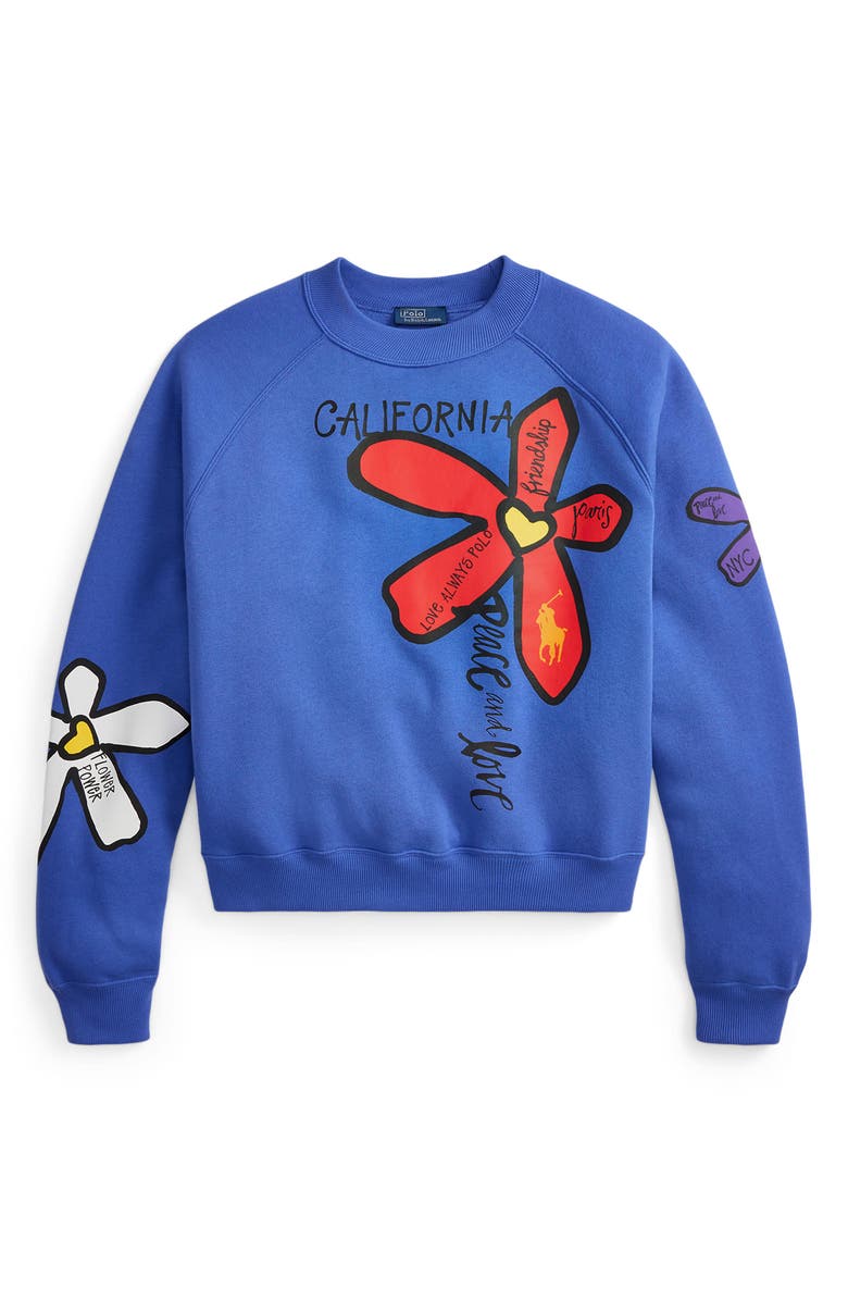 Polo Ralph Lauren Floral Graphic Sweatshirt, Alternate, color, Indigo Sky