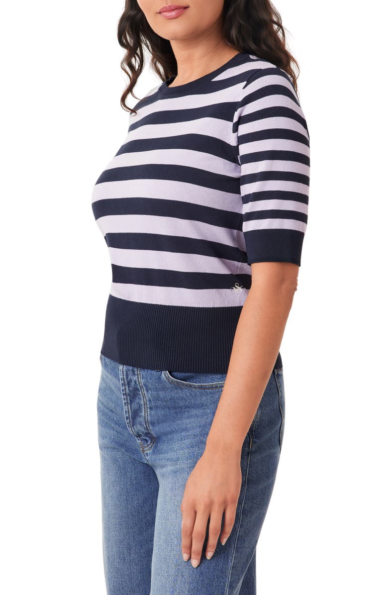 Scotch & Soda Crewneck Short Sleeve Sweater, Alternate, color, Sky Captain/ Lavender Stripe