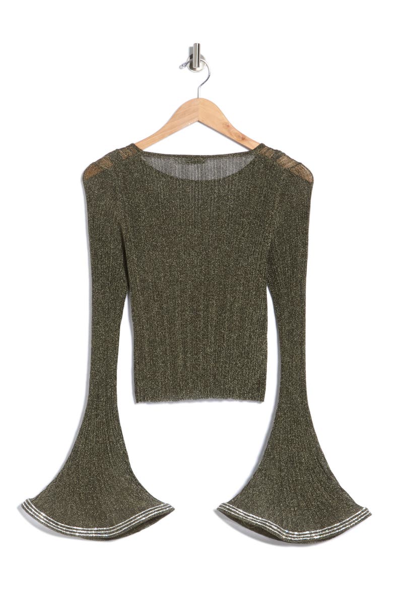 Maebry Long Sleeve Crewneck Top, Alternate, color, GUNMETAL SILVER