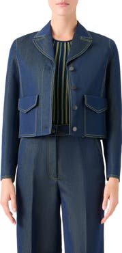 Akris punto Tailored Denim Crop Jacket