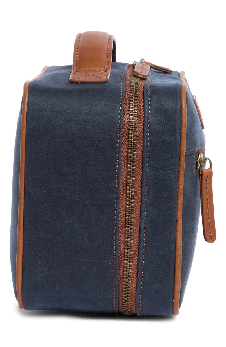 Johnston & Murphy Antique Cotton & Leather Dopp Kit, Alternate, color, Navy