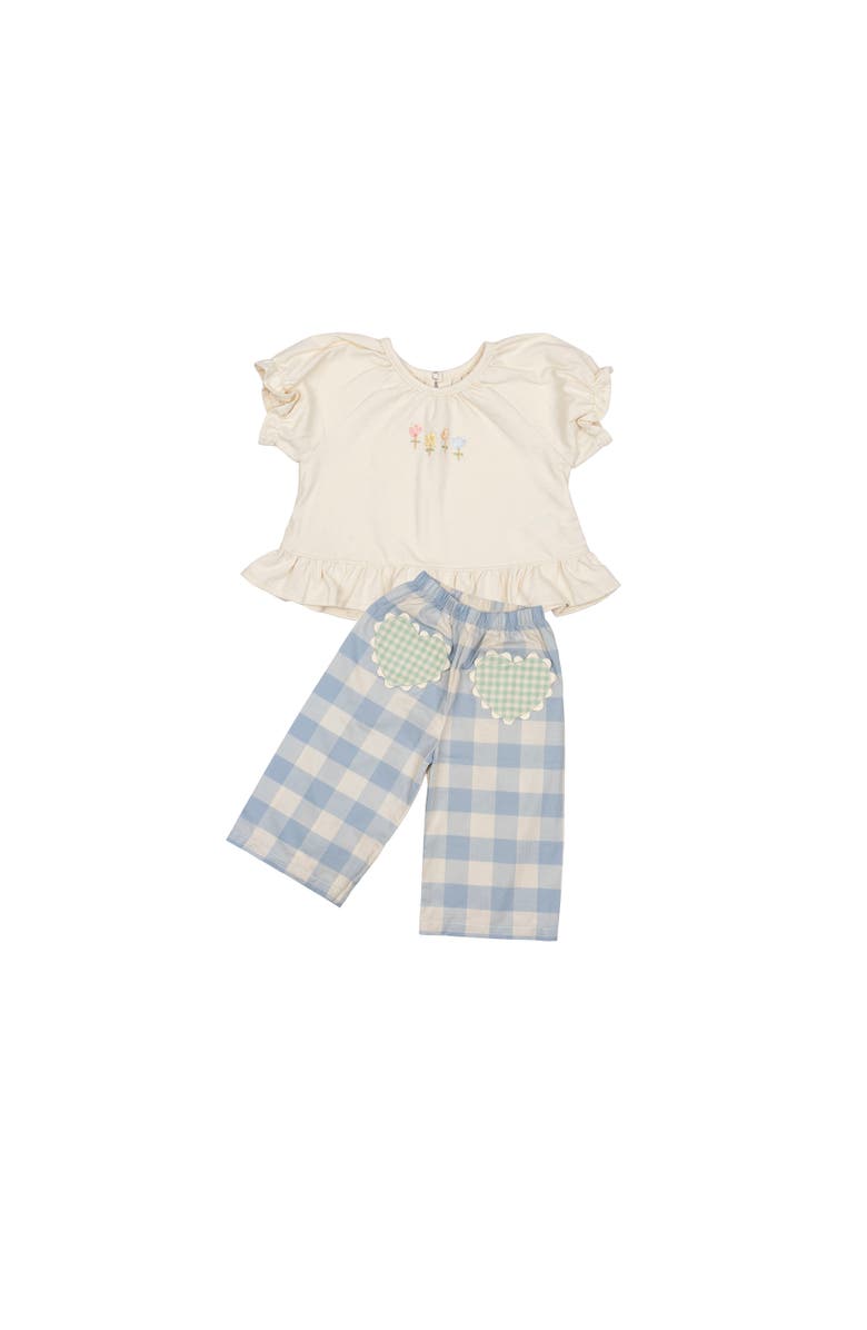 Wild Wawa Heart Pocket Pant Set, Main, color, Blue Gingham