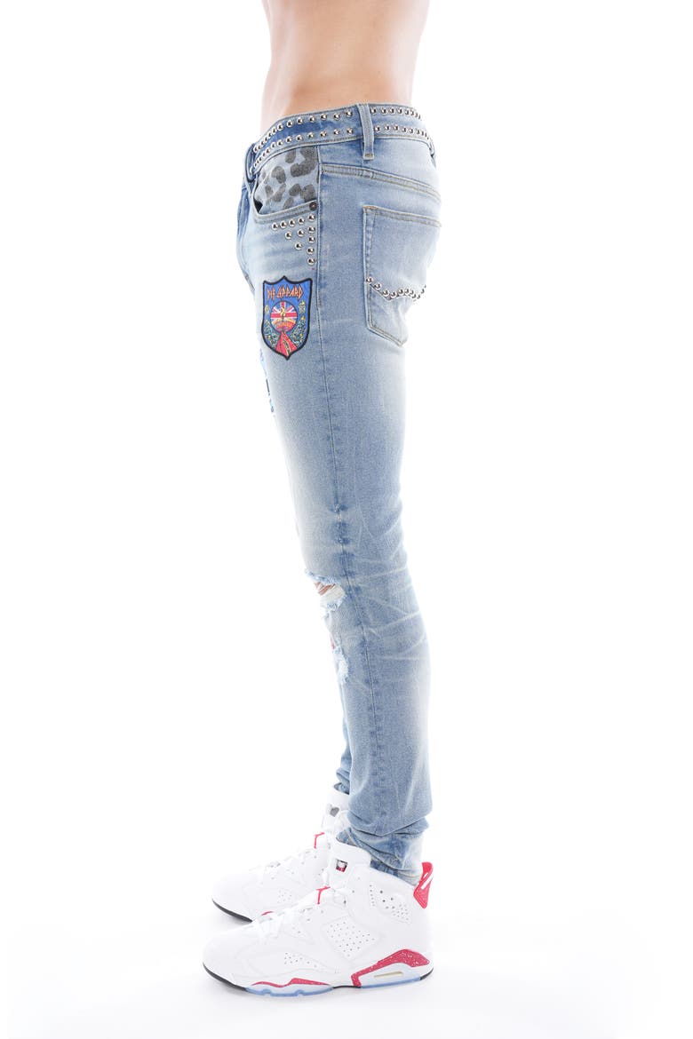 Punk Ripped Stretch Super Skinny Jeans, Alternate, color, DEF LEPPARD