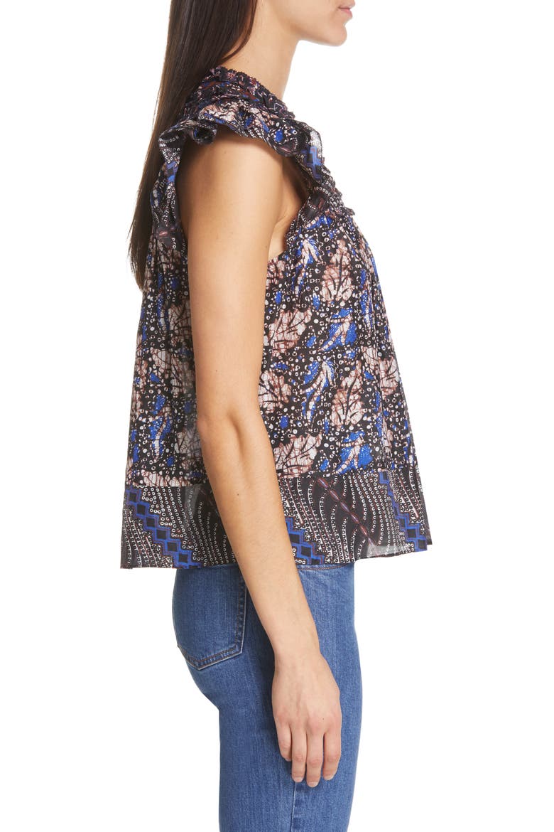 Nuru Ruffle Trim Top, Alternate, color, INDIGO