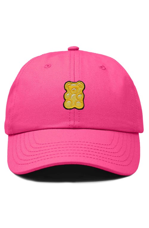 Dalix Yellow Gummy Embroidered Dad Cap In Hot Pink