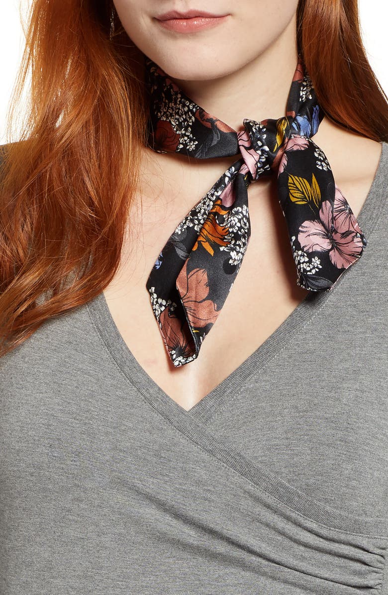 Halogen<sup>®</sup> x Atlantic-Pacific Floral Print Silk Scarf, Main, color, 