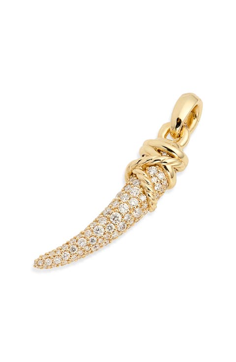 Pavé Tusk Amulet 18K Yellow Gold with Diamonds, 28.8mm