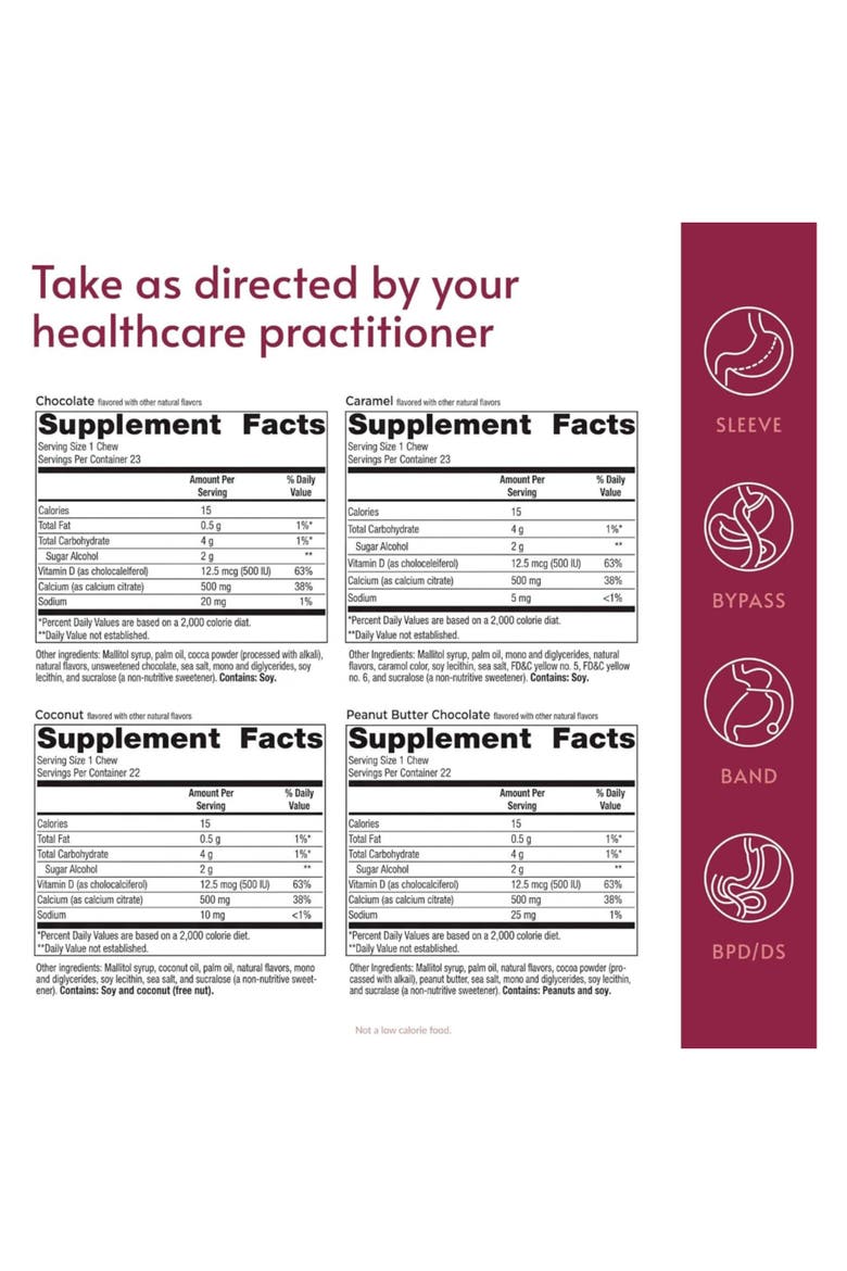 Calcium Citrate Chewy Bites 500 mg Vitamin D3 Supplement 90 Count, Alternate, color, None
