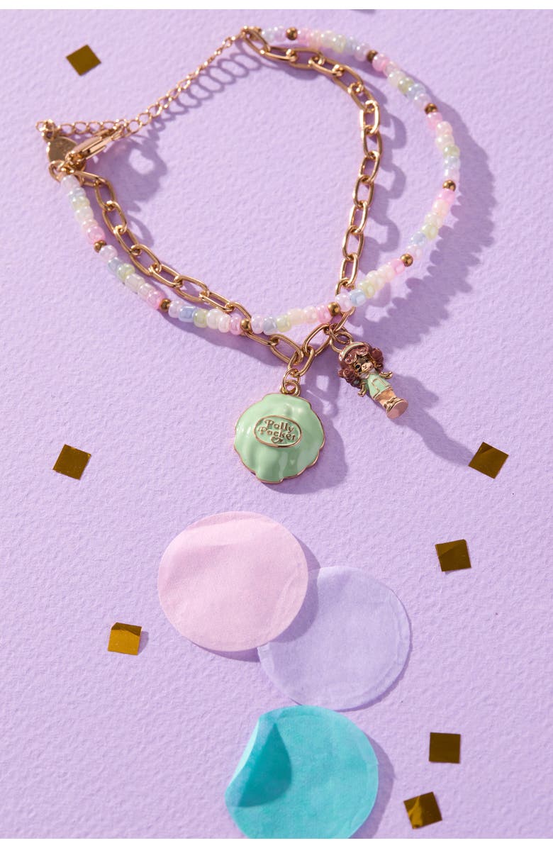 Alex and Ani Polly Pocket 2 Row Charm Bracelet, Alternate, color, Gold