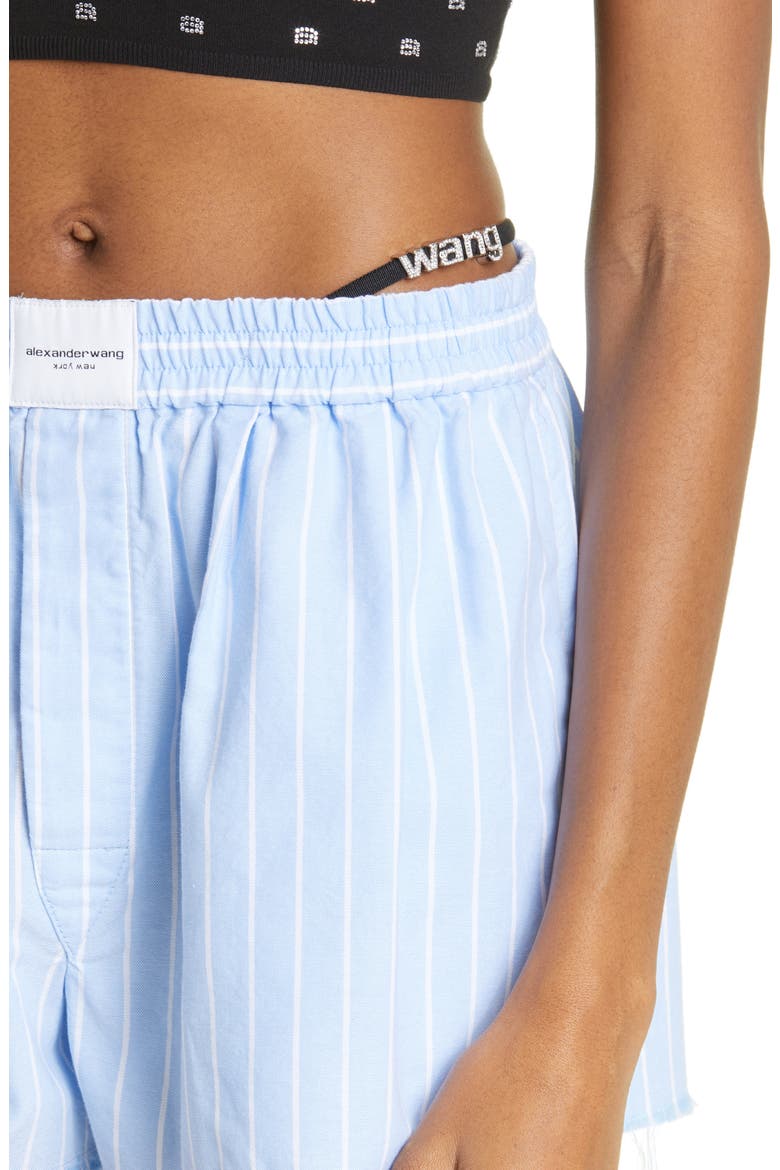 Crystal Thong Stripe Cotton Boxer Shorts, Alternate, color, OXFORD BLUE/ WHITE