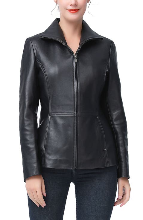 Eva Zip Front Leather Jacket
