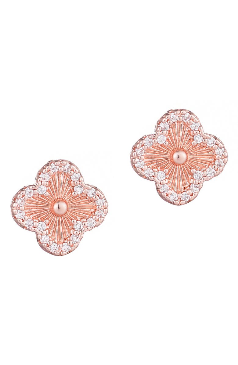 Adornia Pave CZ Clover Stud Earrings, Main, color, Pink