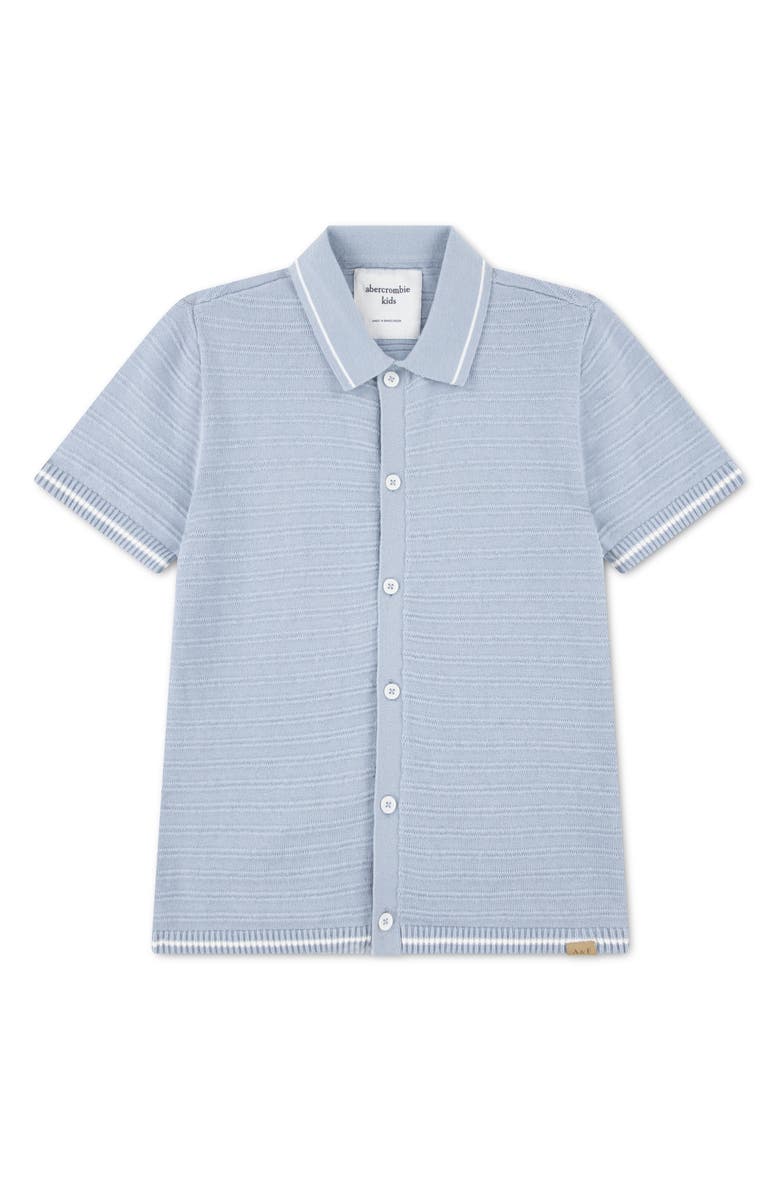 abercrombie kids Kids' Tipped Short Sleeve Cardigan, Main, color, Blue Fog