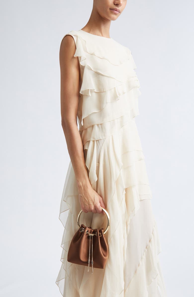 Jimmy Choo Bon Bon Sequin Mesh Pouch, Alternate, color, Ivory/ Silver