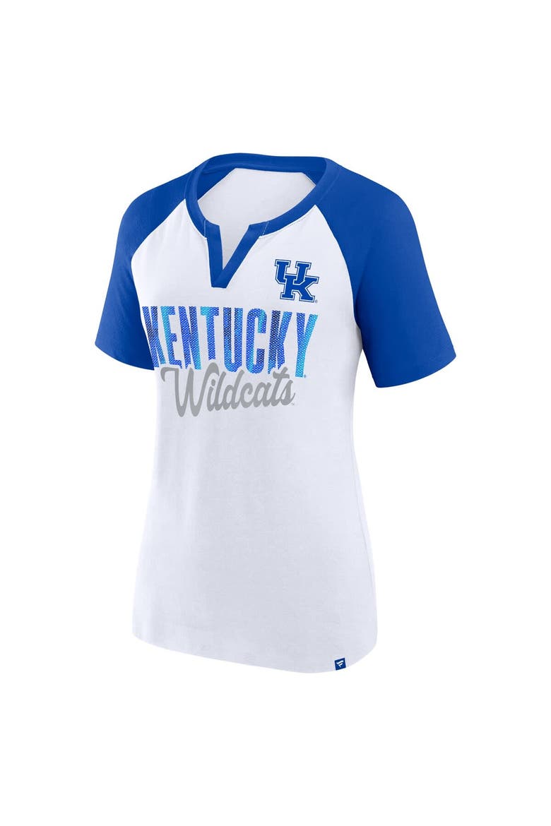 Women's Fanatics Branded White/Royal Kentucky Wildcats Best Squad Stacked Raglan Notch Neck T-Shirt, Alternate, color, White