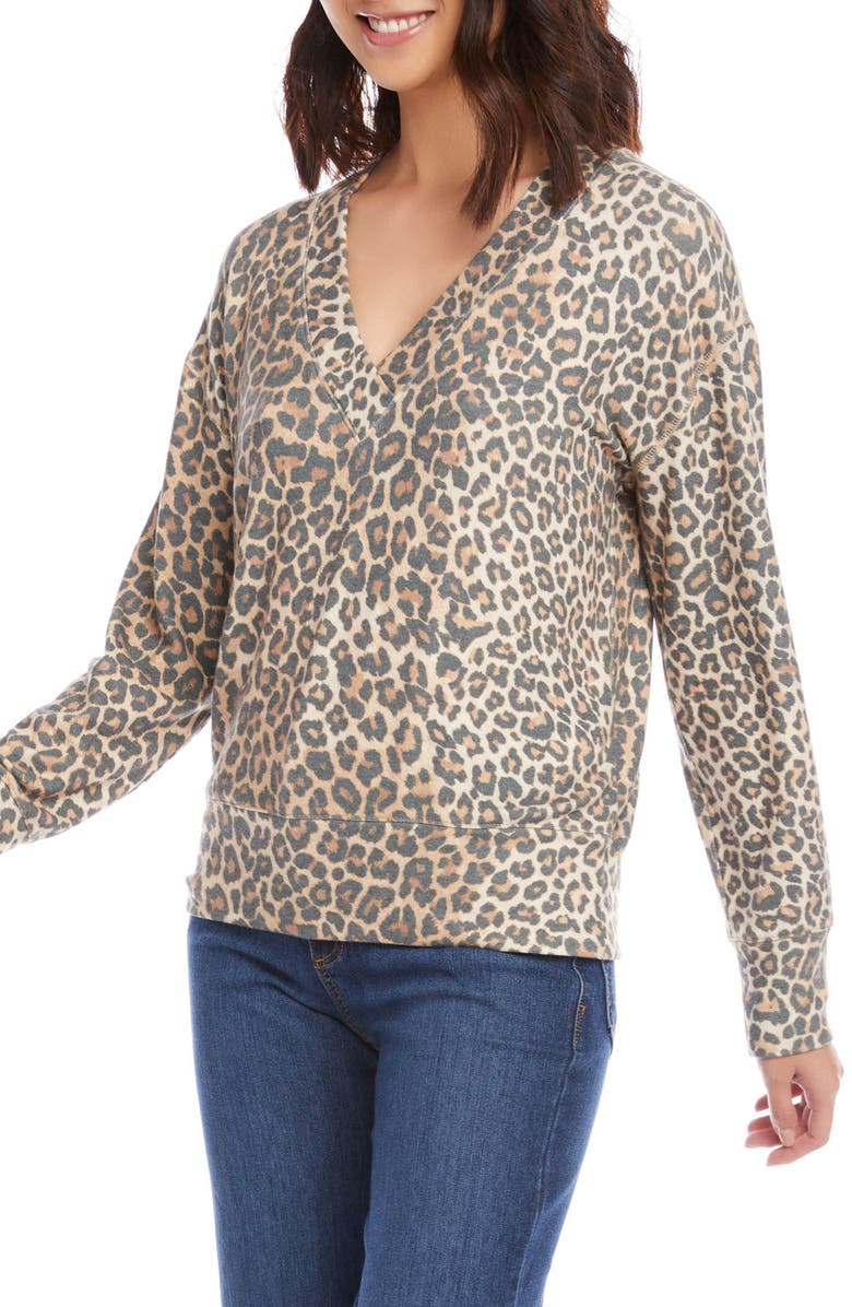 Karen Kane Animal Print V-Neck Top, Alternate, color,