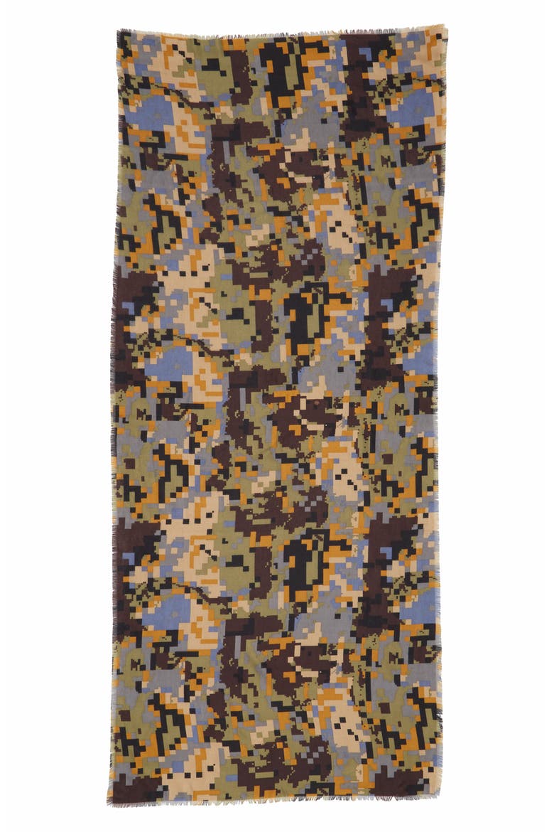 Pixelated Camo Scarf, Alternate, color, GREEN MULTI