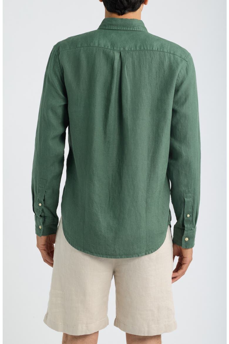 Playa Linen Button-Down Shirt, Alternate, color, PINE