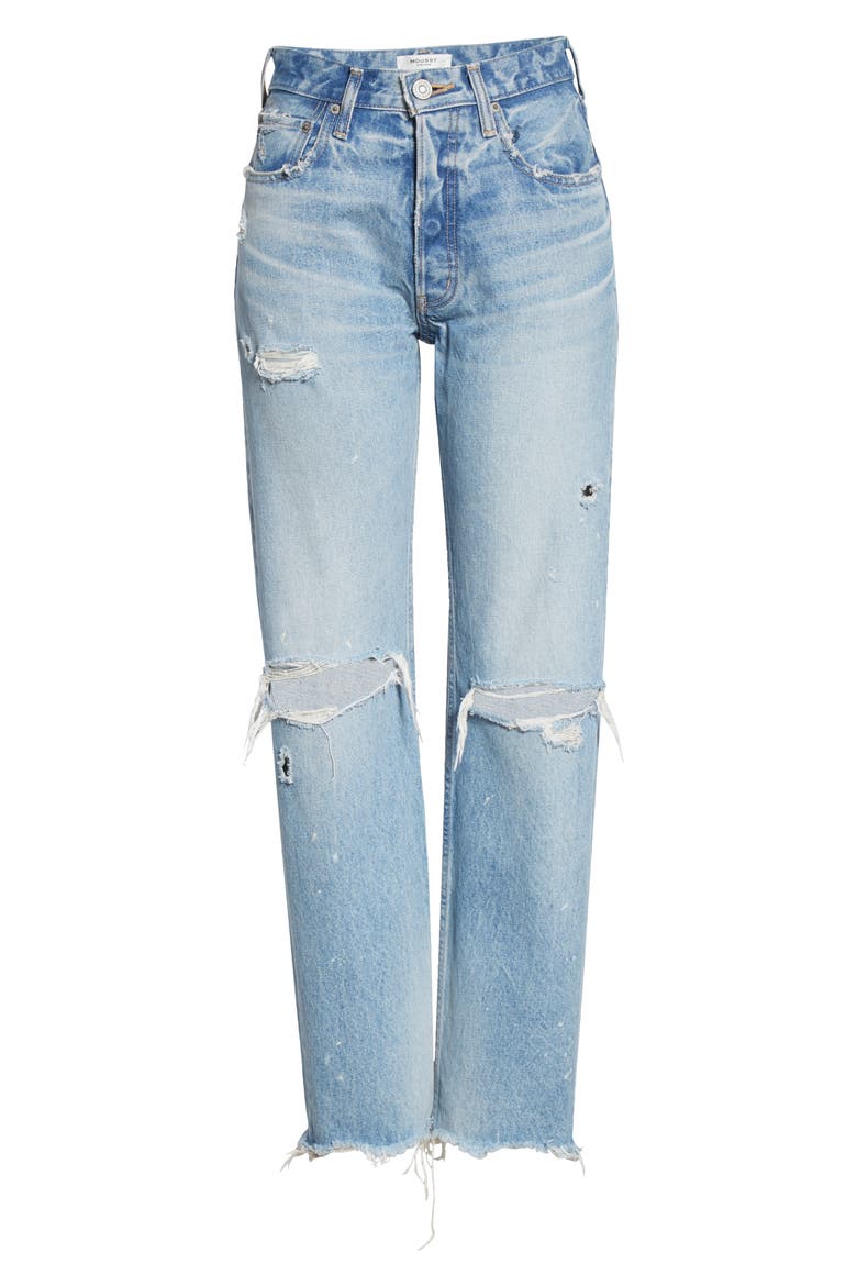 Odessa Ripped Straight Leg Jeans, Alternate, color, BLU 110