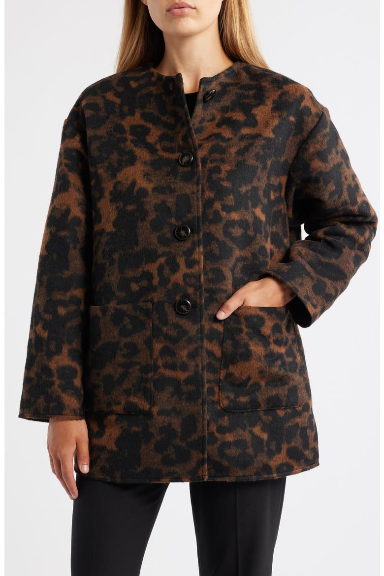 Leopard Print Topper Coat, Alternate, color, ANNE BLACK/ BROWN MULTI