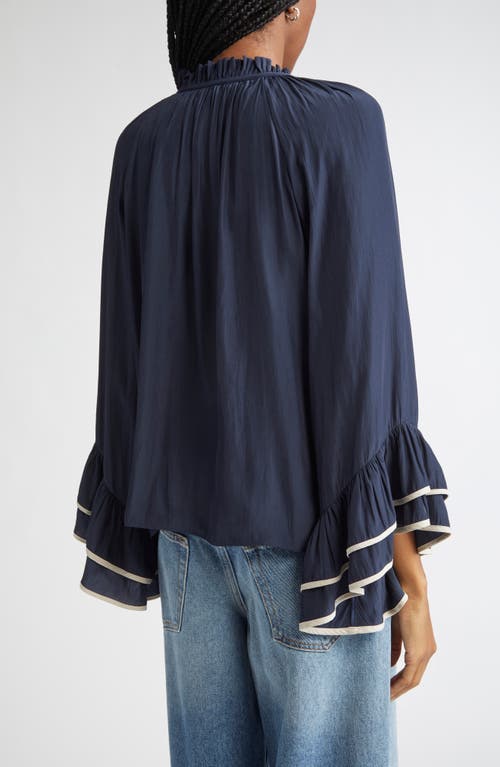 Ramy Brook Jo Tiered Sleeve Top In Blue