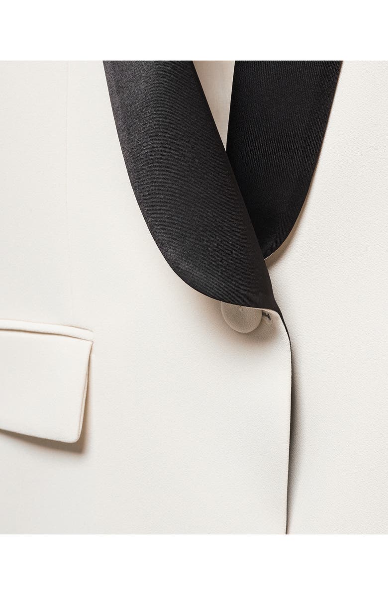 MANGO Contrast Shawl Collar Structured Blazer, Alternate, color, White